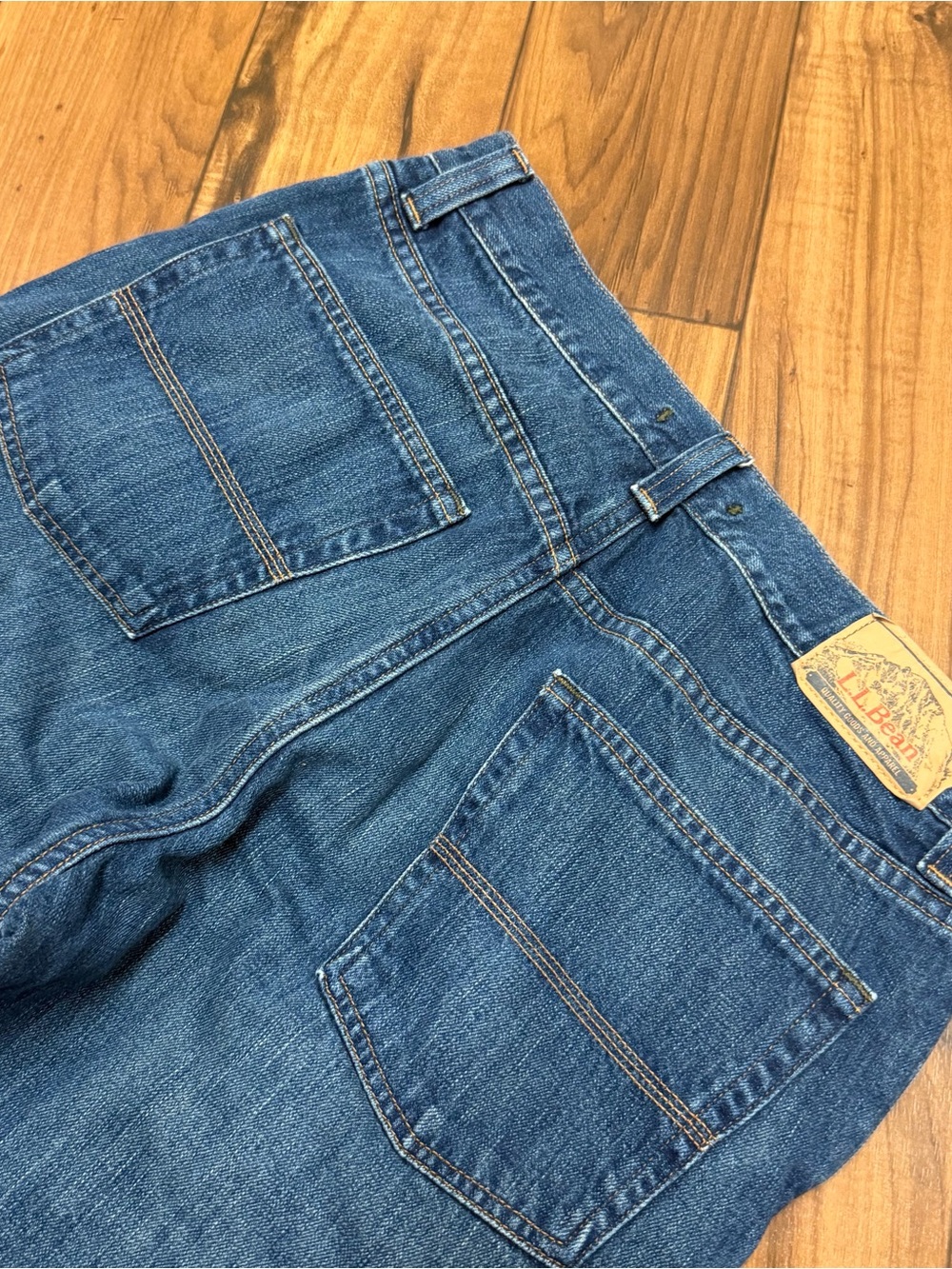 LL Bean Classic Fit Flannel Lined Jeans Blue Denim Medium Wash Mens 32x31 505661 - Picture 14 of 14